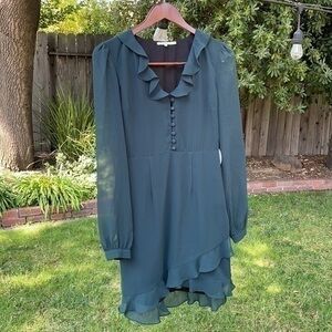 Tularosa small green ruffle dress NWT